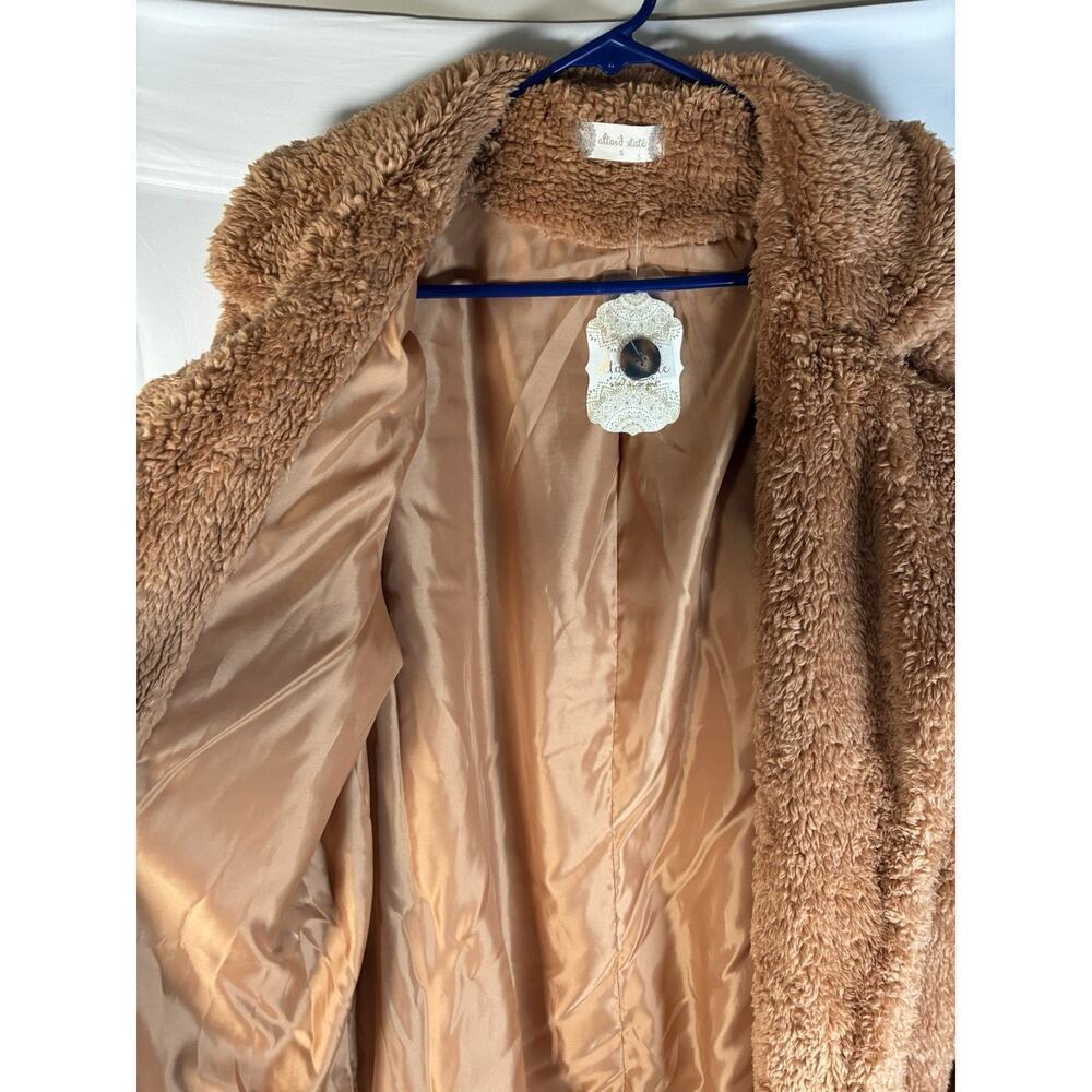 NWT Altar’d State Teddy Coat Small Oversized Camel Sherpa Jacket Cozy Preppy - Picture 3 of 7